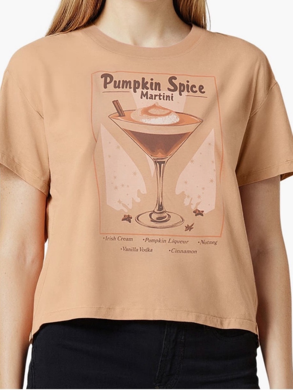 Wildfox Pumpkin Spice Martini Orange Cropped Tee, Women's Size XL